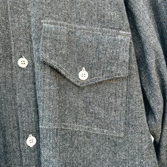 CP Shades Women's Thick Cotton Herringbone Button Down Long Sleeve Shirt Large - Picture 5 of 10